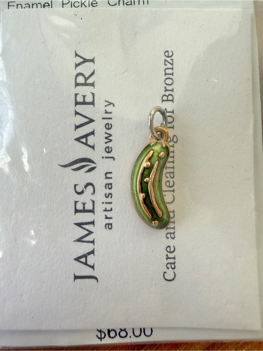 James Avery Enamel Pickle Charm Bronze Sterling Silver Green New
